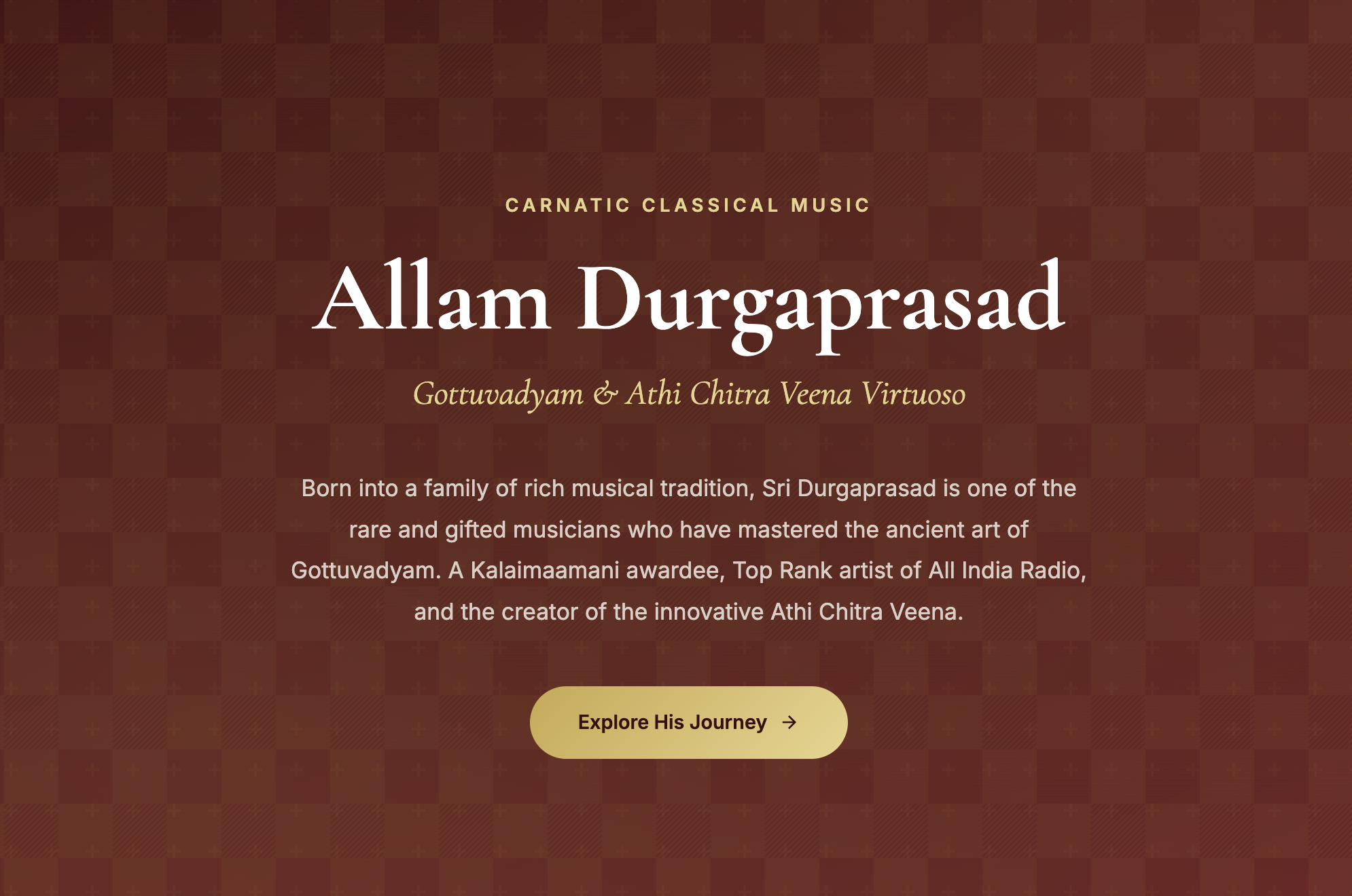 allamdurgaprasad.com — Gottuvadyam artist portfolio website